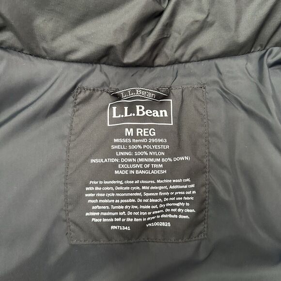 L.L. Bean Women’s M Down Parka Coat Quilted Black Hooded Winter Long Minimalist - Picture 2 of 14